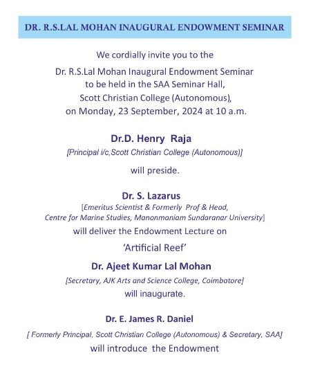 Dr RS Lal Mohan Endowment Seminar at Scott Christian College1